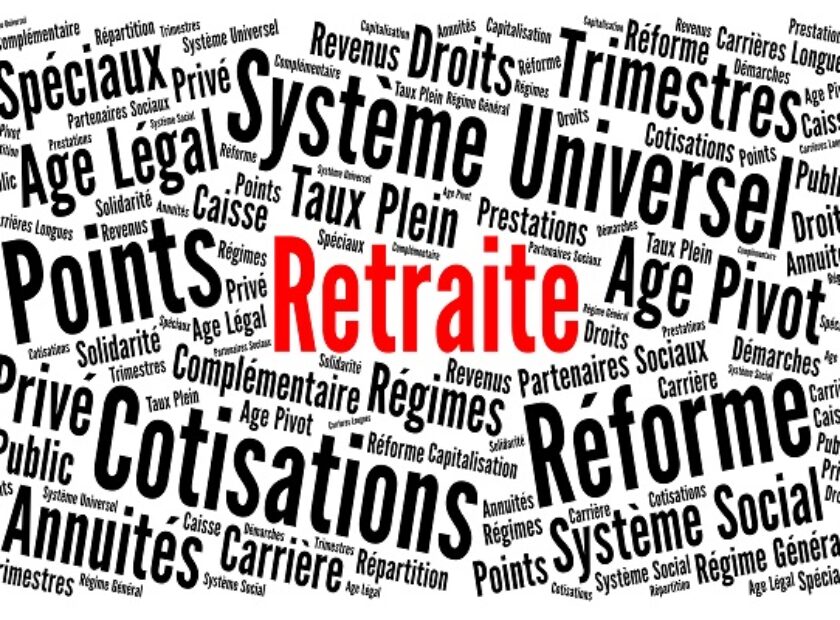 Réforme des retraites en France nuage de mots