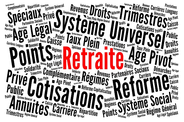 Réforme des retraites en France nuage de mots